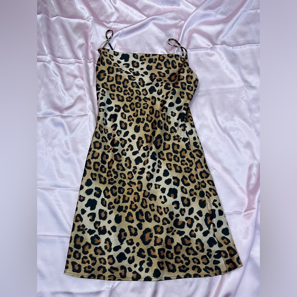 Leopard silk slip dress